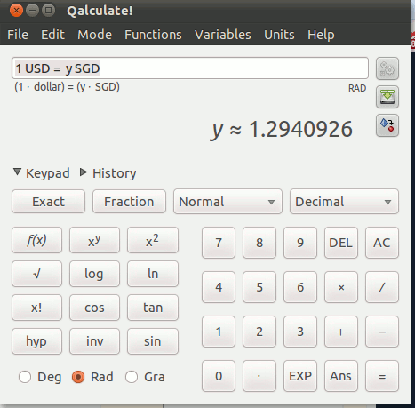 qalculate-cambio de divisas