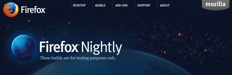 Sitio web nocturno de Firefox.