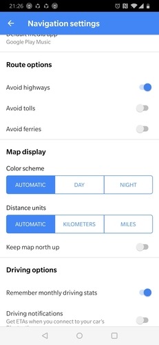 Opciones de combinación de colores de Google Maps