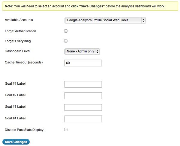 Elija su perfil de Google Analytics para monitorear en su tablero de WordPress.