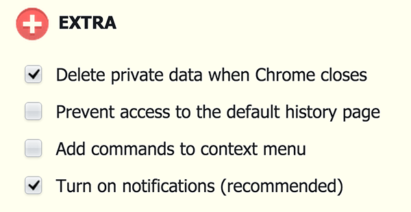 Seleccione la opción 'Eliminar datos privados cuando se cierre Chrome'.