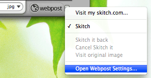 Skitch: abrir la configuración de la publicación web