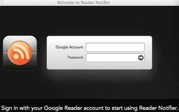 Reader Notifier: inicie sesión en su cuenta de Google Reader.