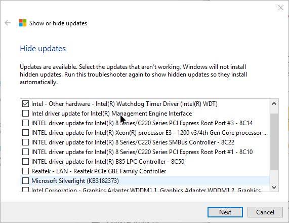 win10-driver-updates-select-the-update-to-hide