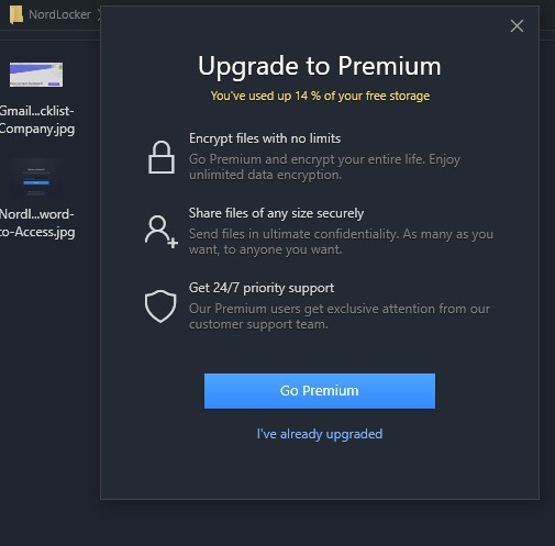 Beneficios de Nordlocker Go Premium 1