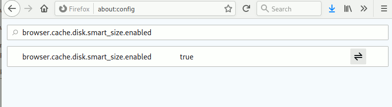 Firefox habilitar tamaño inteligente de caché