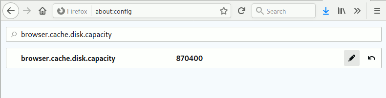 Capacidad de disco de caché de Firefox