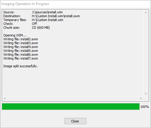 Split Install Wim File Split Complete