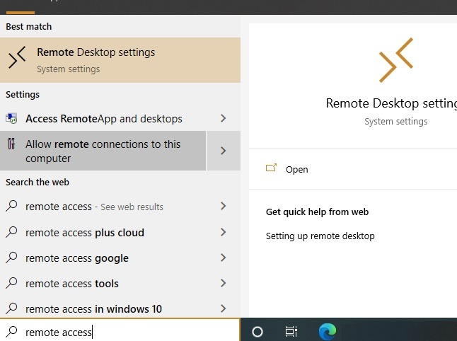 Configuración de acceso remoto de Microsoft Rd 1