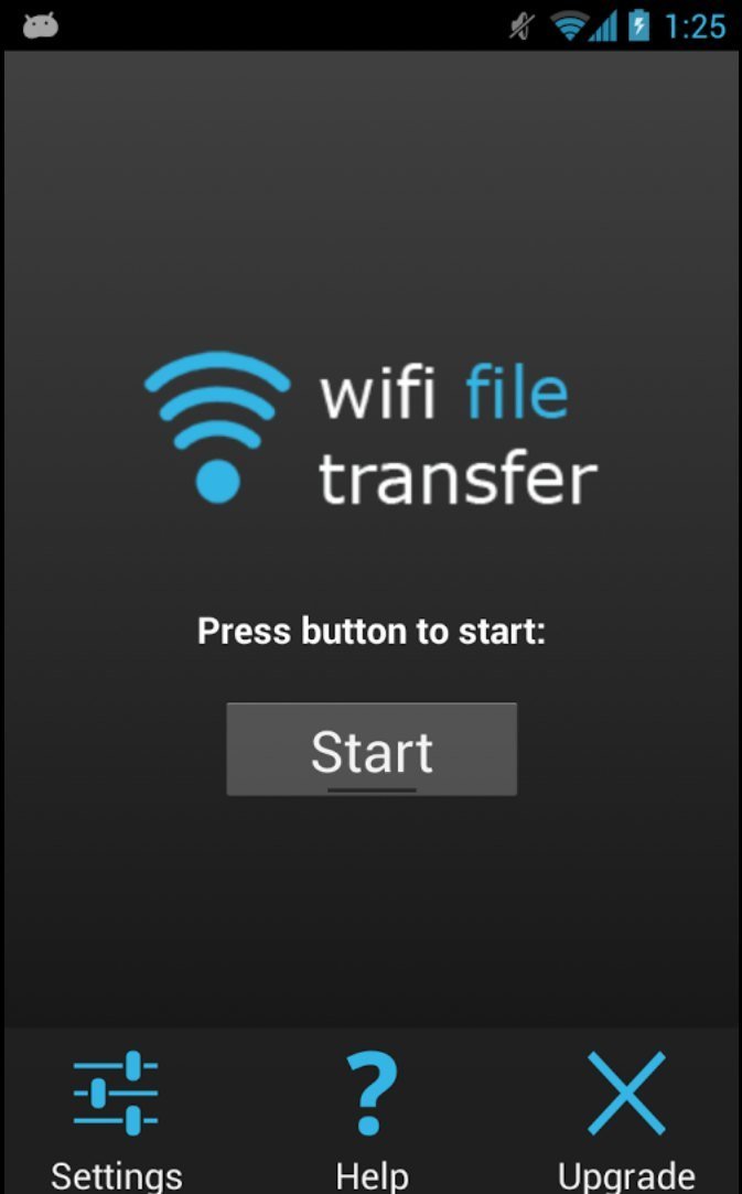 Inicio de transferencia de archivos Wi-Fi