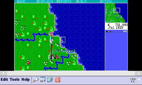 Sid Meier's RailRoad Tycoon se ejecuta en el emulador Pocket Dos de Windows Mobile MS-DOS 