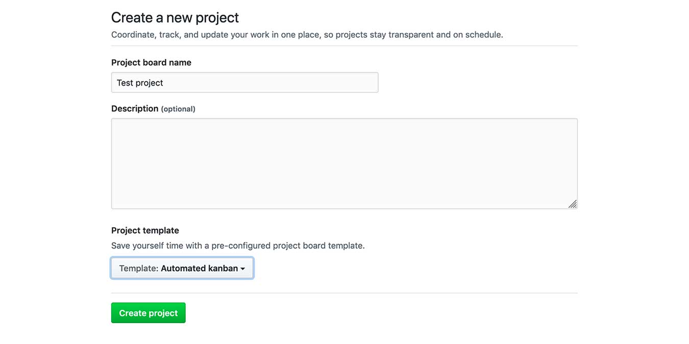 Empezar Github Proyectos Nuevo proyecto