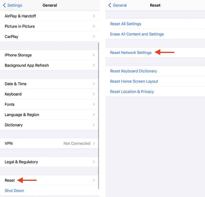 Solucionar problemas de Iphone Wifi Hotspot Restablecer configuración de red