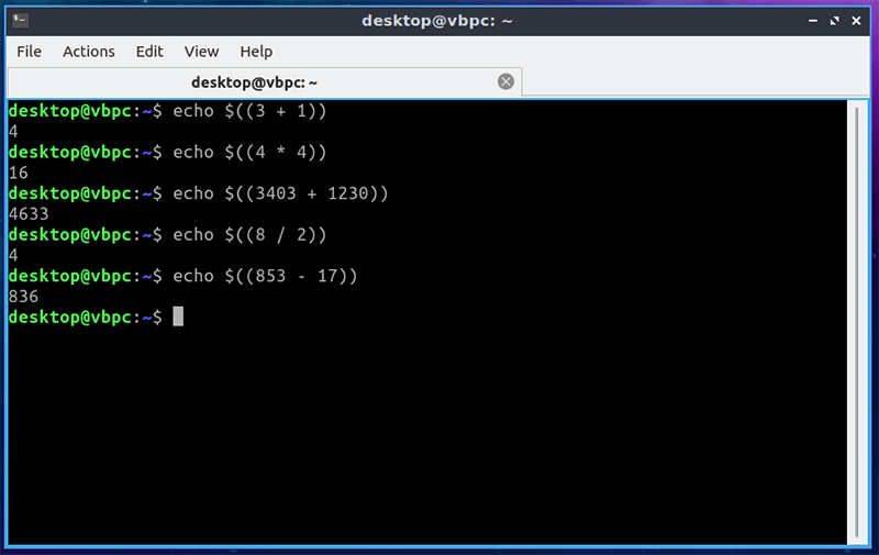 Terminal de Linux Calculadoras Echo