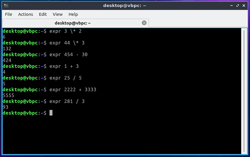 Calculadoras de terminales de Linux Expr