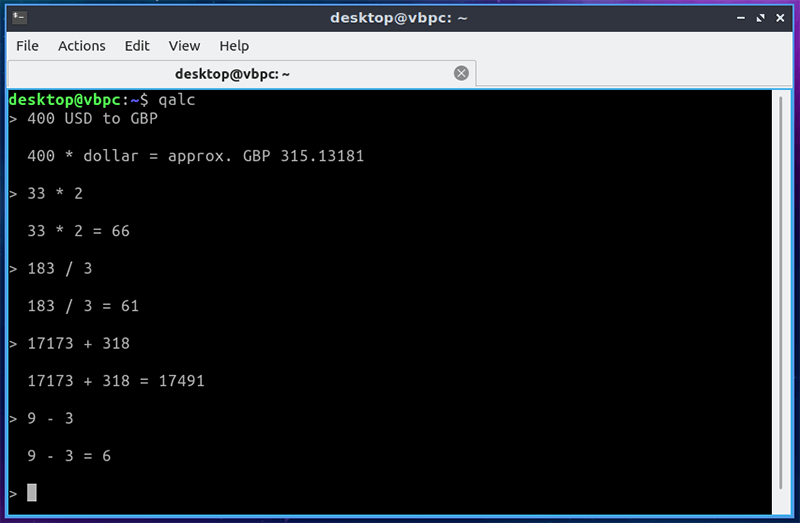 Terminal de Linux Calculadoras Qalc