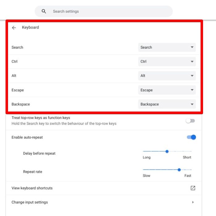 Teclas de reasignación del teclado Chromebook