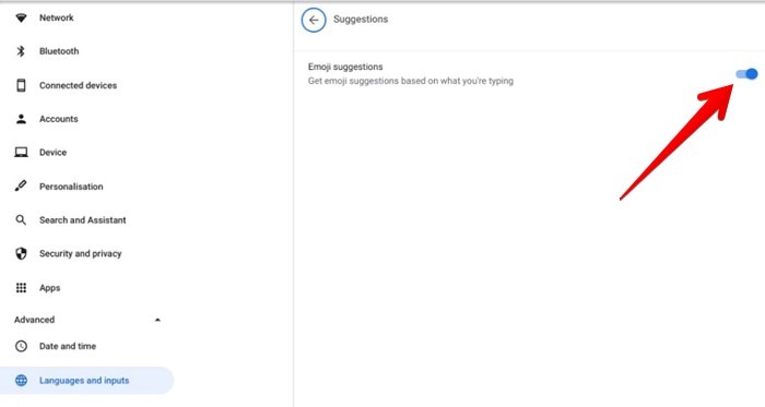 Sugerencias de emojis del teclado Chromebook
