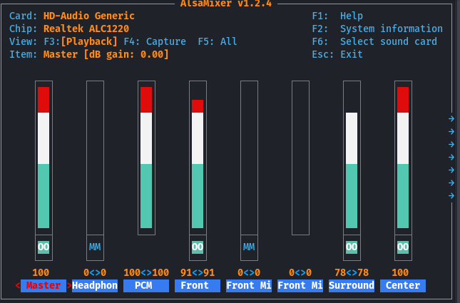 Linuxaudio Alsamixer