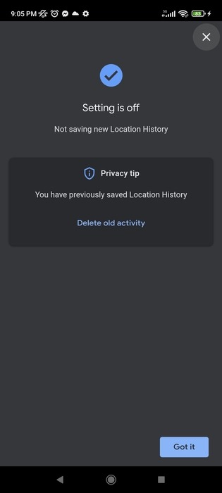 Ubicación de Google Desactivar Historial de ubicaciones Móvil Completado