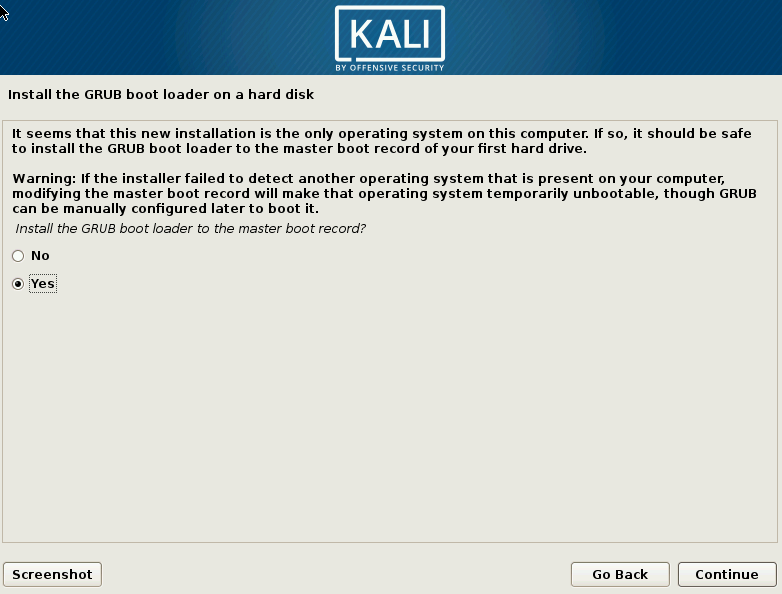 Kali Linux Instalar Grub