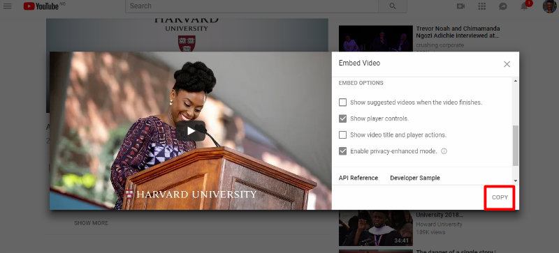 incrustar-videos-de-youtube-en privado-visual-harvard-desmarcar-finalizar