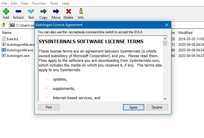 Inicio de sesión automático Win10 Sysinternals Autologon