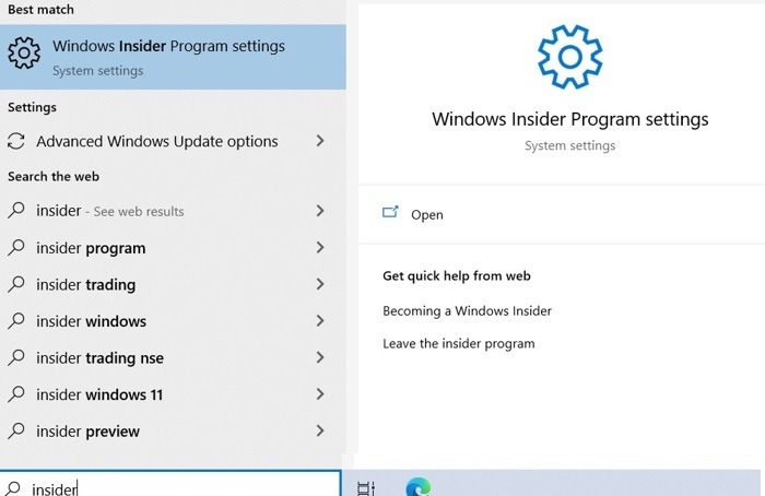 Windows11 Revertir la configuración del programa Windows10 Insider