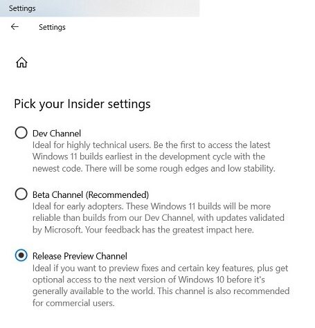Windows11 Revertir Windows10 Elegir configuración interna