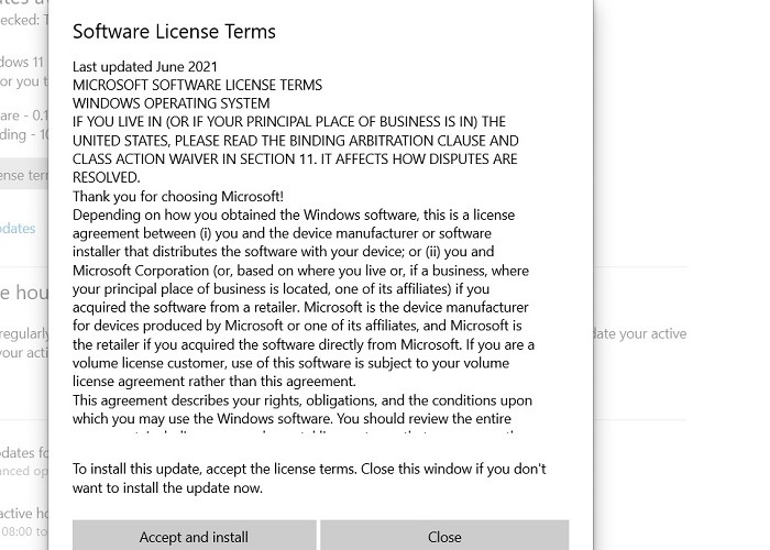 Términos de la licencia del software de reversión de Windows 11 para Windows 10