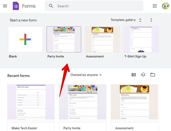 Galería de plantillas de formularios de Google