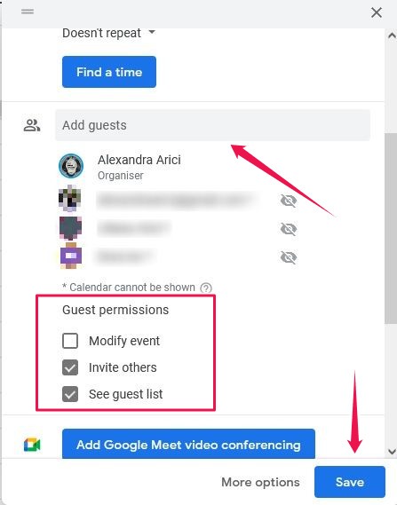 Compartir archivos Ubicaciones Calendario de Google Agregar invitados