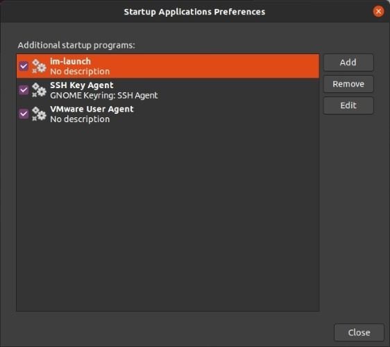 Administrar la ventana de aplicaciones de inicio de inicio de Ubuntu