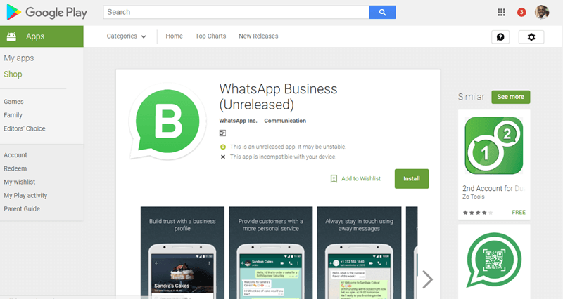 probadores de whatsapp-business-play-store