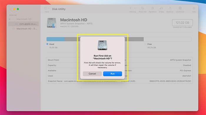 Permisos de disco Primeros avisos de Macos