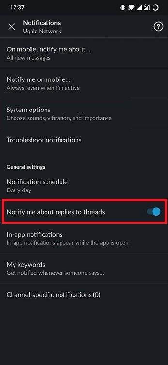 Respuesta de notificaciones de Slack