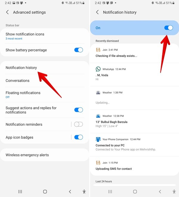 Samsung One Ui 3 Comprobar el historial de notificaciones