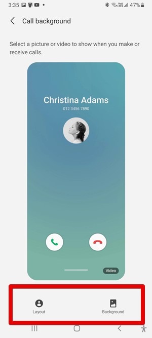 Samsung One Ui 3 Personalizar diseño de fondo de llamada