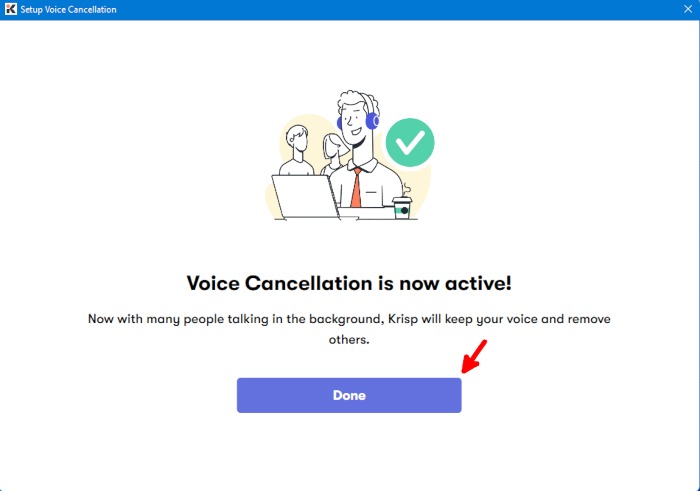 Configuración de preferencias de Krisp Cancelación de voz Listo