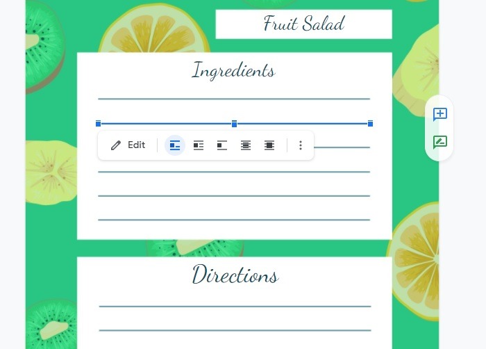 Plantilla de Google Docs Receta de verano Goodocs