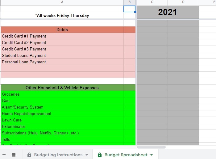 Presupuesto de plantilla de Google Docs