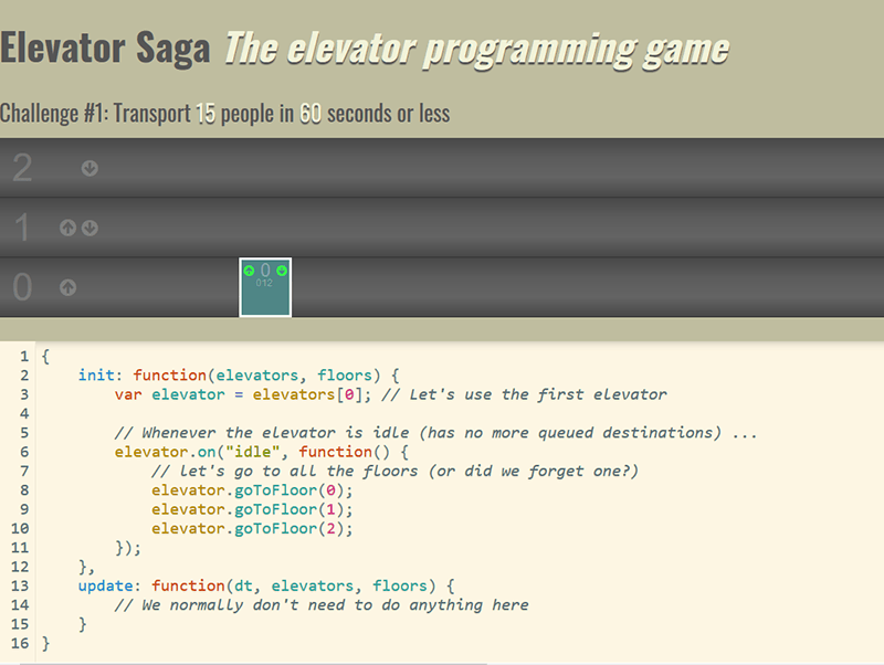 Juegos de programación Elevator Saga