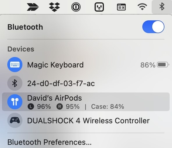 Comprobar la duración de la batería de los Airpods Mac