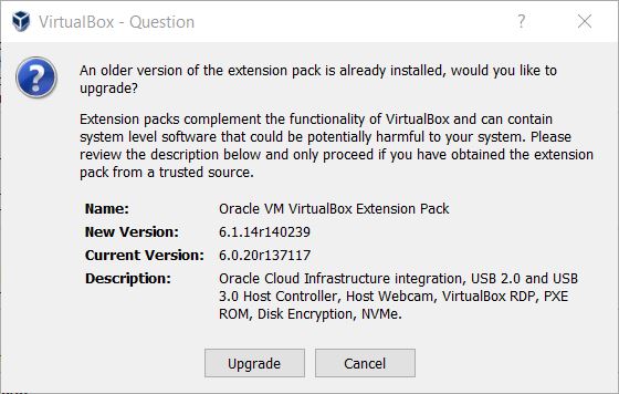 Instalación del paquete de extensión de dispositivos compartidos de Virtualbox