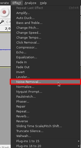 Vaya a la función de eliminación de ruido de Audacity.