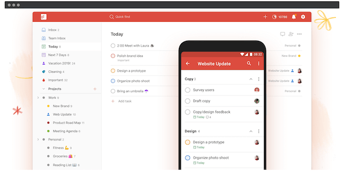 La aplicación de productividad de Todoist.