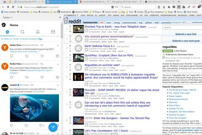 Barra lateral de Twitter de extensiones sociales de Firefox