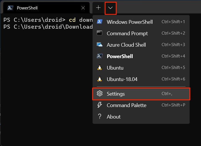 Configuración de Windows Terminal Hold Alt