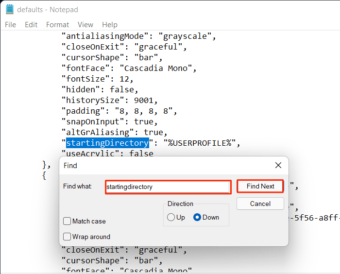 Bloc de notas Editar Json Buscar texto