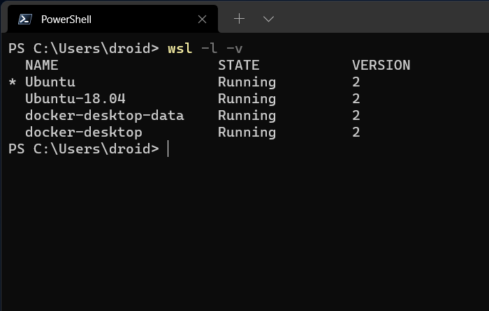 Comando de distribución de Linux predeterminado de terminal de Windows